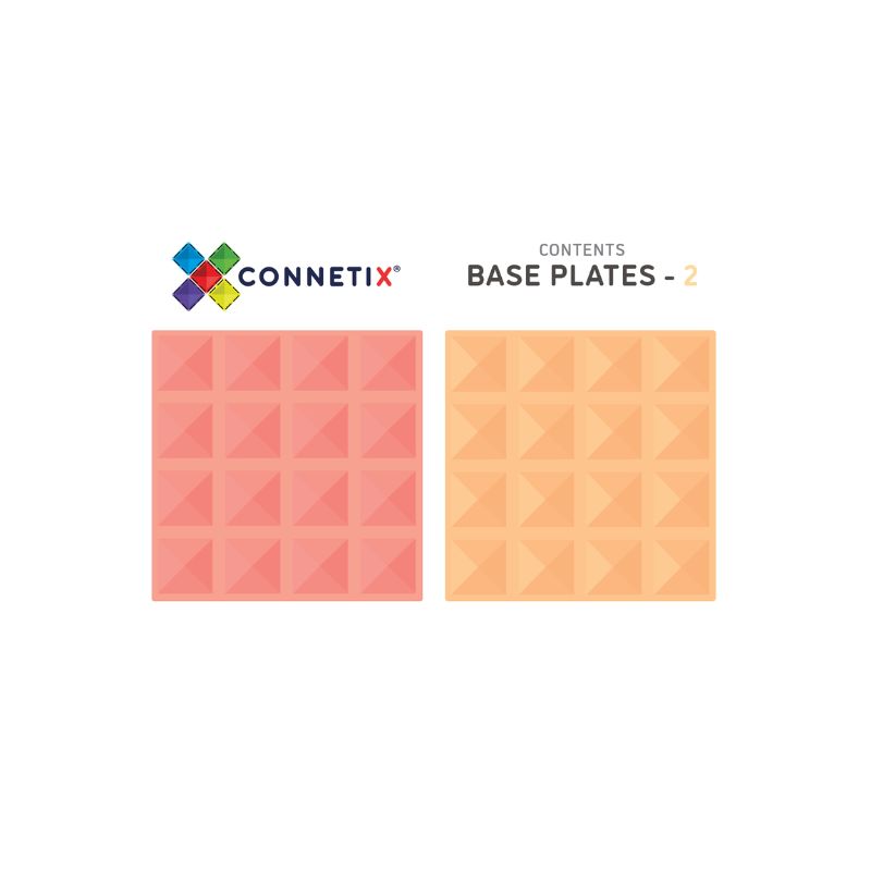 Connetix Tiles - 2 Piece Base Plate Pack - Lemon & Peach